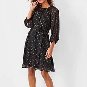 Ann Taylor Black and Gold Polka Dot Dress